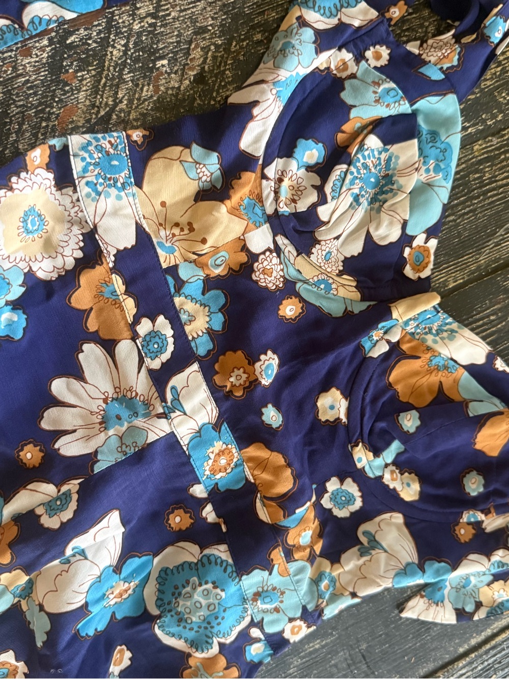 For Love & Lemons Navy Floral Wide-Leg Jumpsuit - Picture 2 of 4